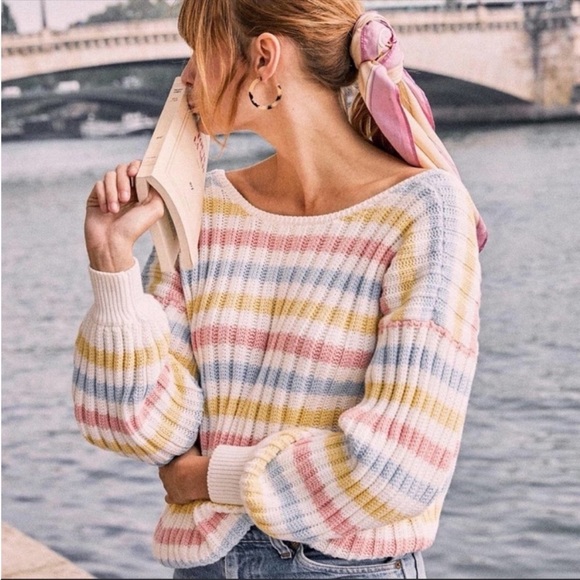 Sezane Sweaters - Sezane Rare Pastel Striped Thomas Sweater